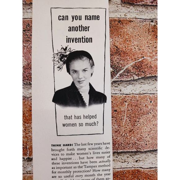 1950 Tampax "Can You Name Another Invention That Has Helped Women?" Vtg Print Ad - Picture 1 of 8
